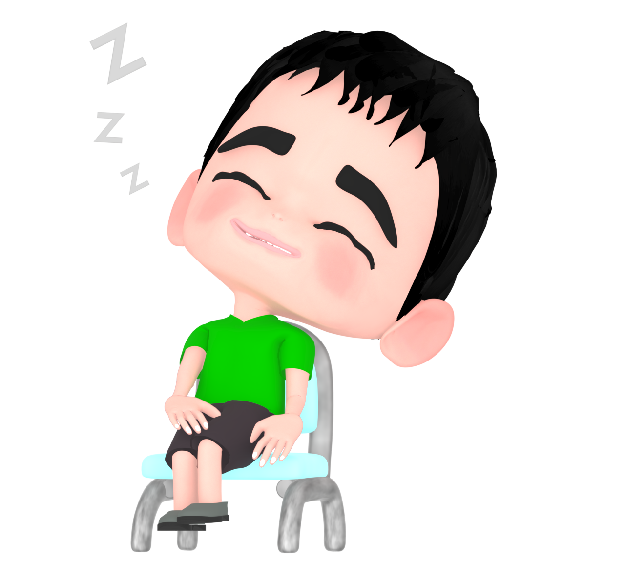 椅子で眠る男の子のイラスト