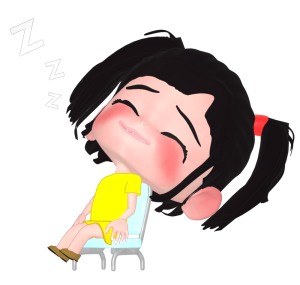 椅子に座って眠る女の子のイラスト