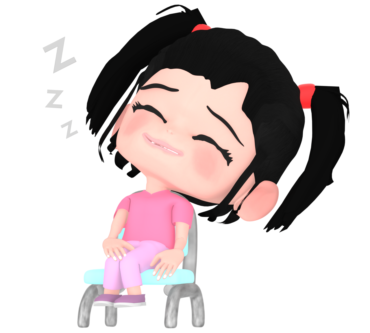 椅子に座って眠る女の子のイラスト