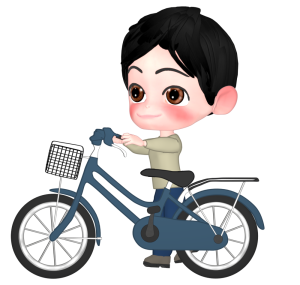 チャリンコを押す男性のイラスト