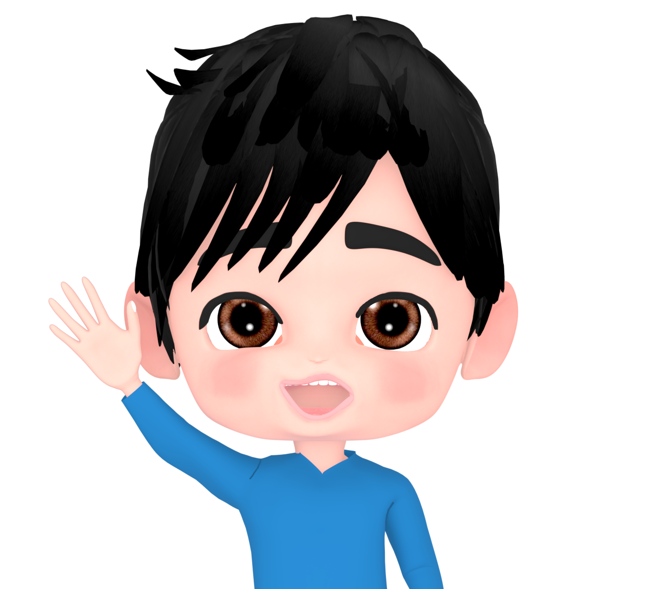手を上げる元気な男性のイラスト