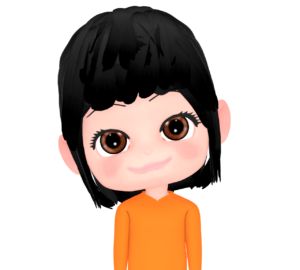 陽気に首を傾ける女性のイラスト