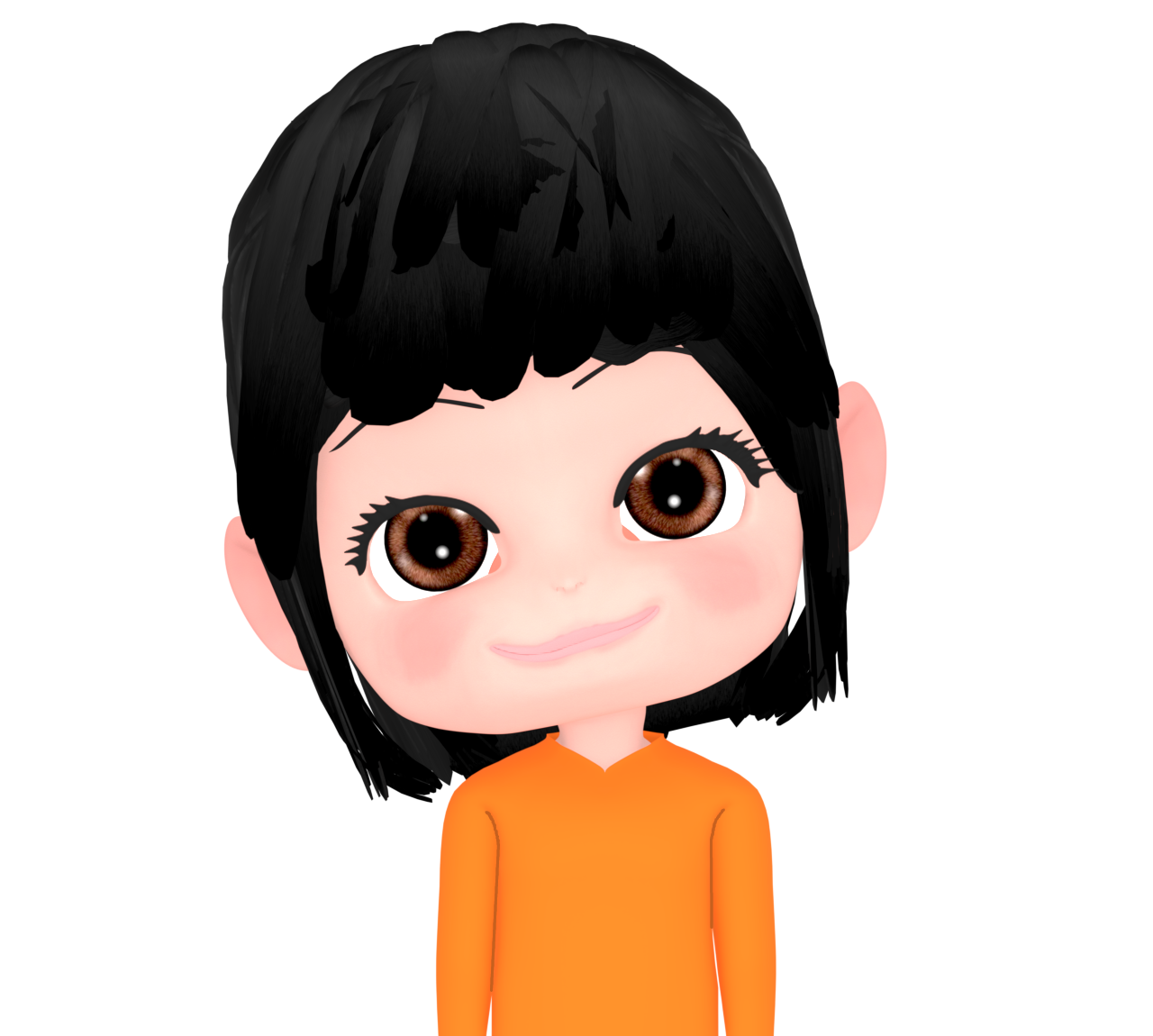 陽気に首を傾ける女性のイラスト
