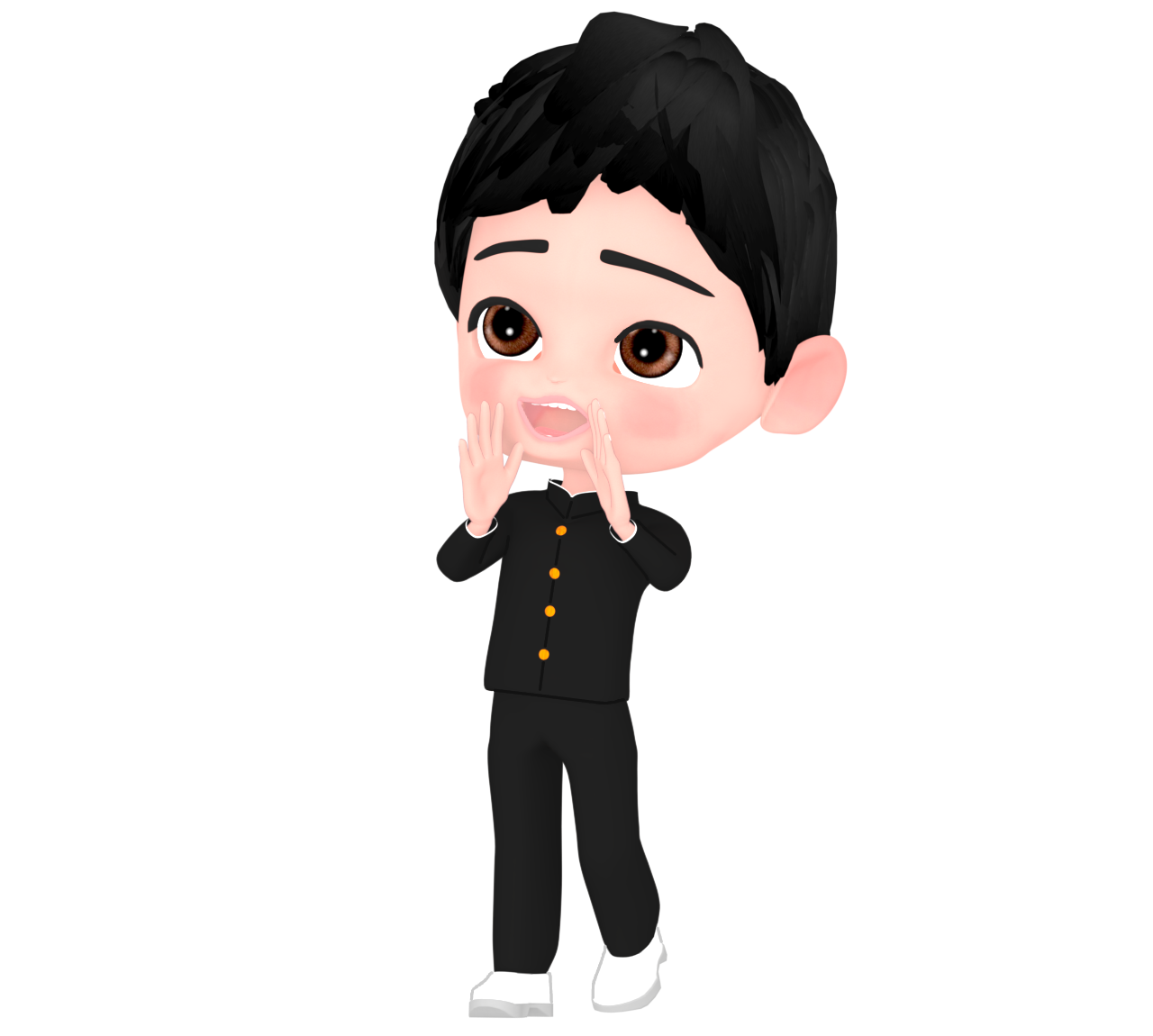 応援をする男子生徒のイラスト
