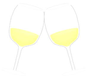 乾杯をする白ワインのイラスト