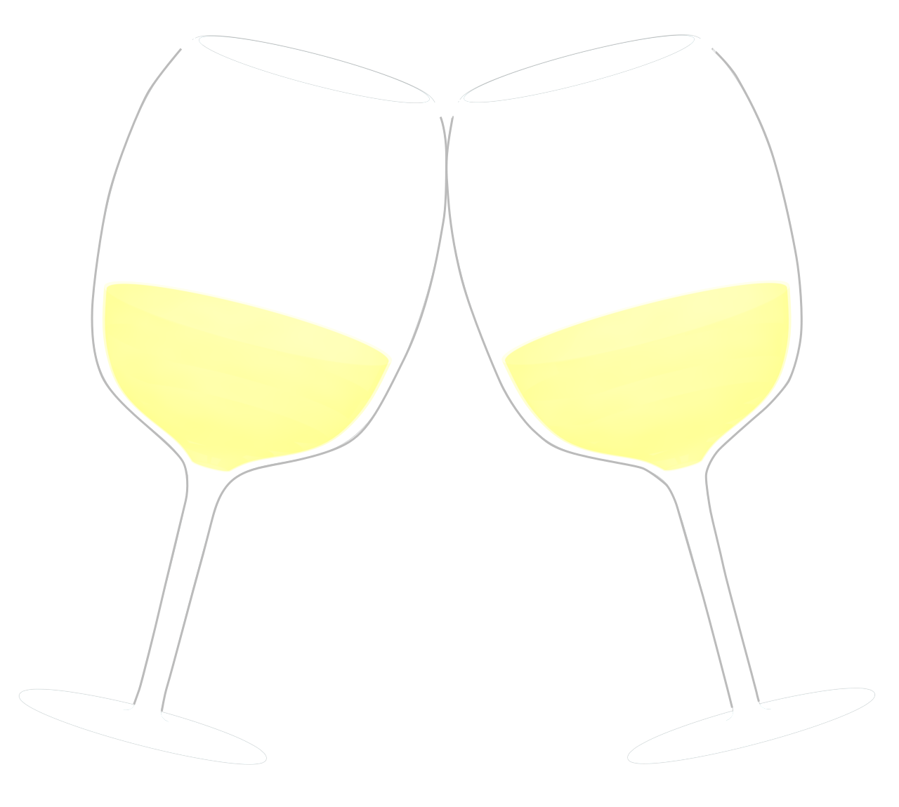 乾杯をする白ワインのイラスト