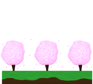 桜並木のイラスト