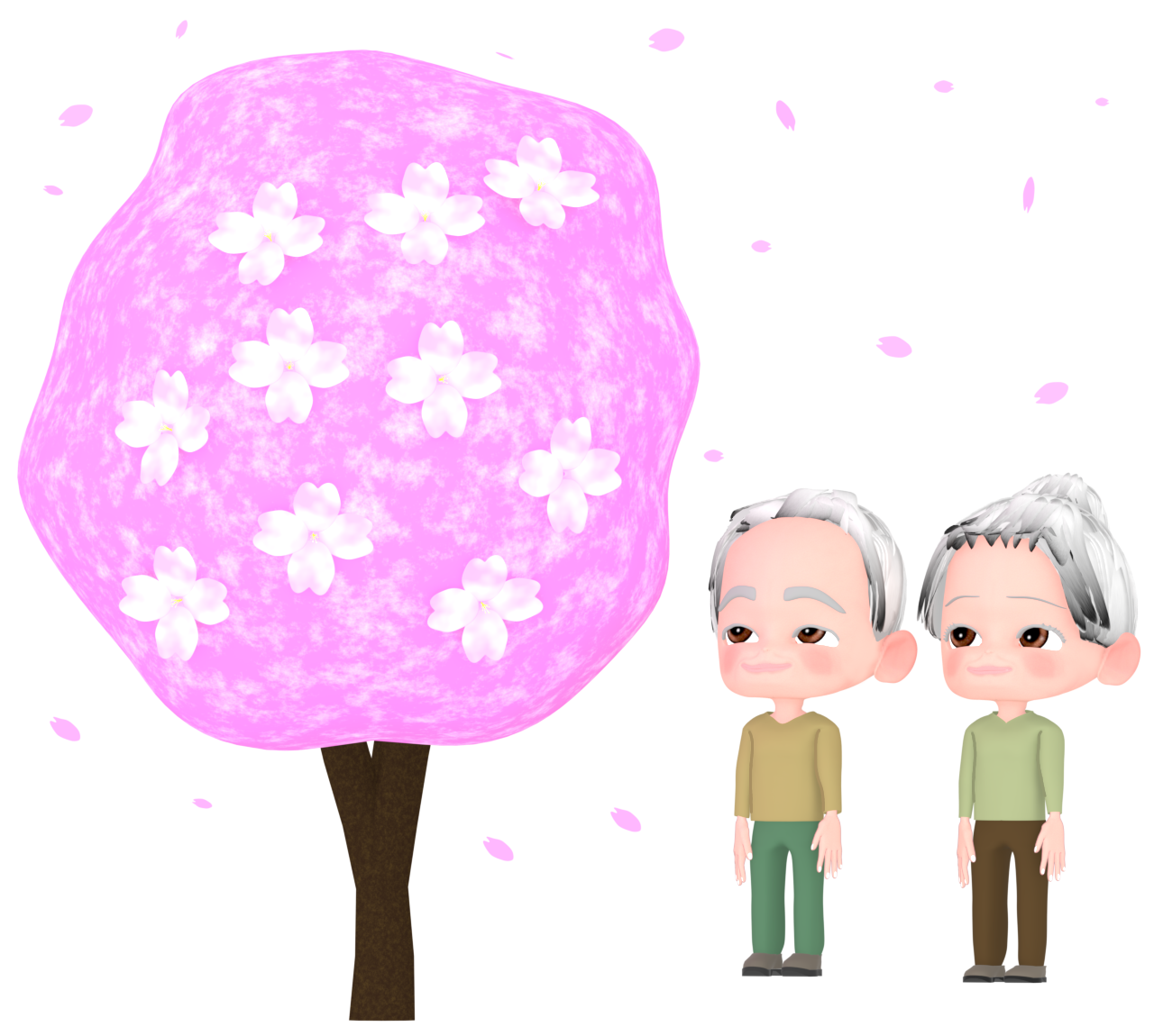 お花見をする高齢者のイラスト 10 お花見をする高齢者のイラスト