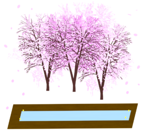 お花見の場所取りのイラスト