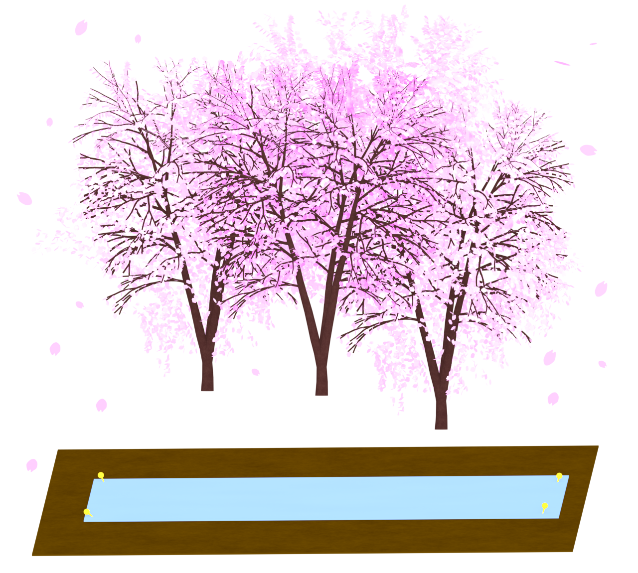 お花見の場所取りのイラスト