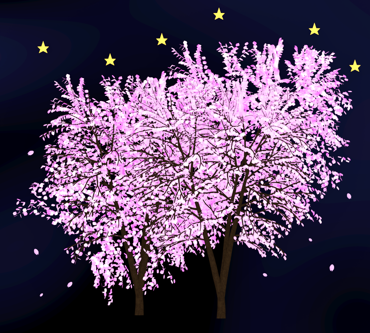 夜桜のイラスト