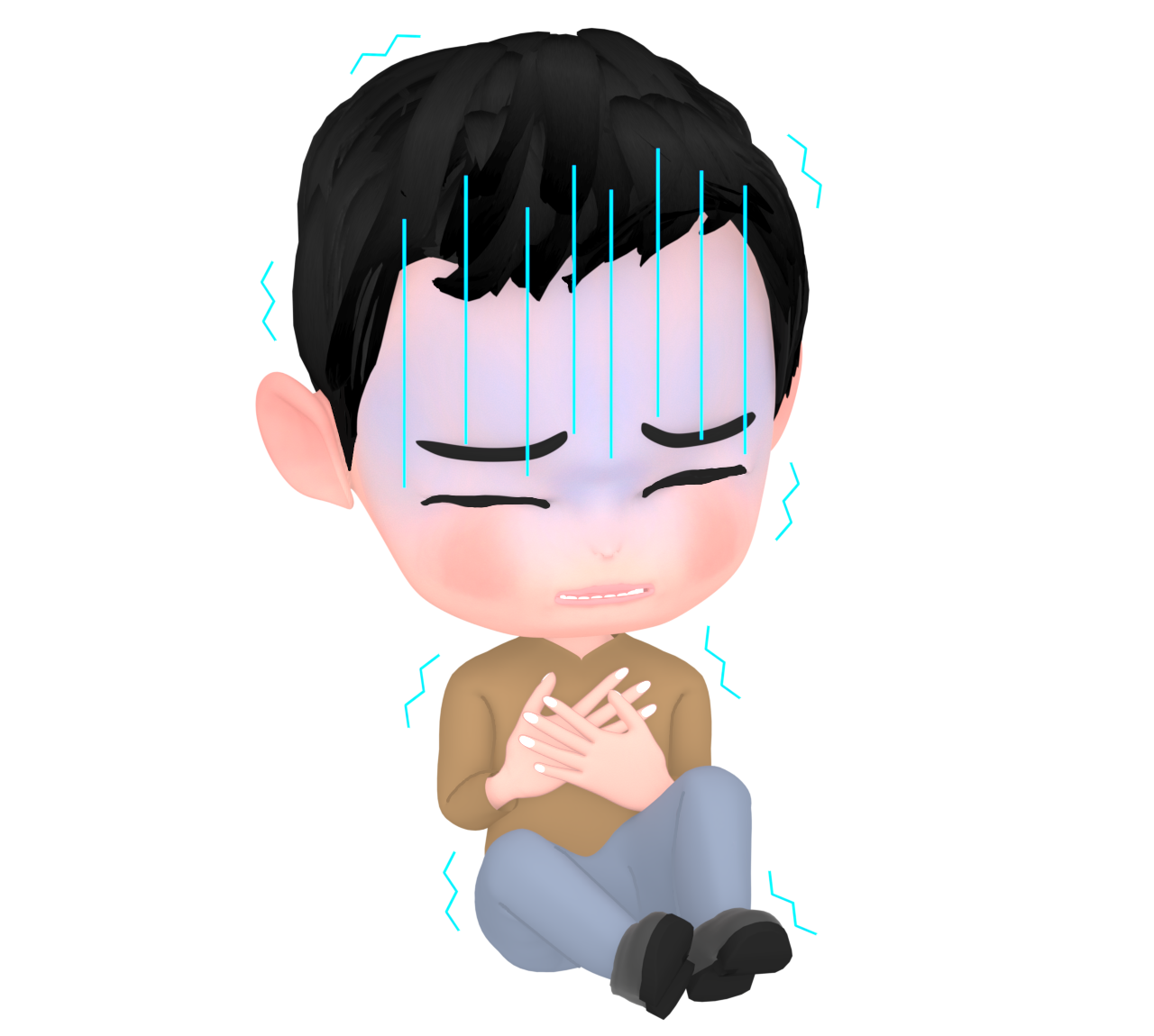 胸が痛くてうずくまる男性のイラスト