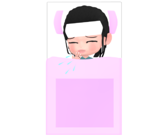 寝ながら咳をする子どものイラスト
