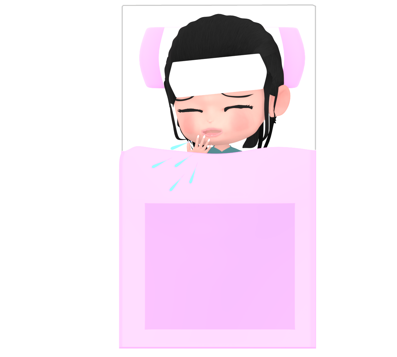 寝ながら咳をする子どものイラスト