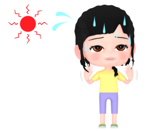 汗がとまらない子どものイラスト