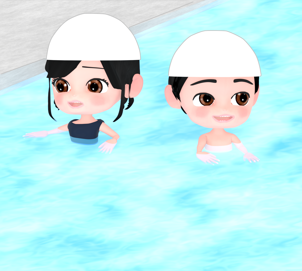 プールで遊ぶ子どものイラスト