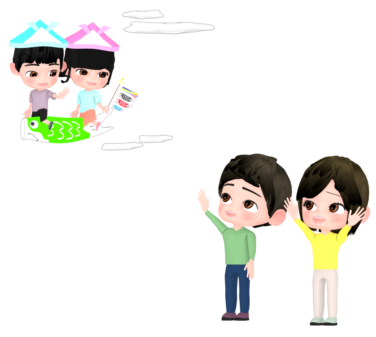 こどもの日の家族のイラスト