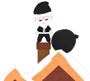 煙突とブラックサンタのイラスト