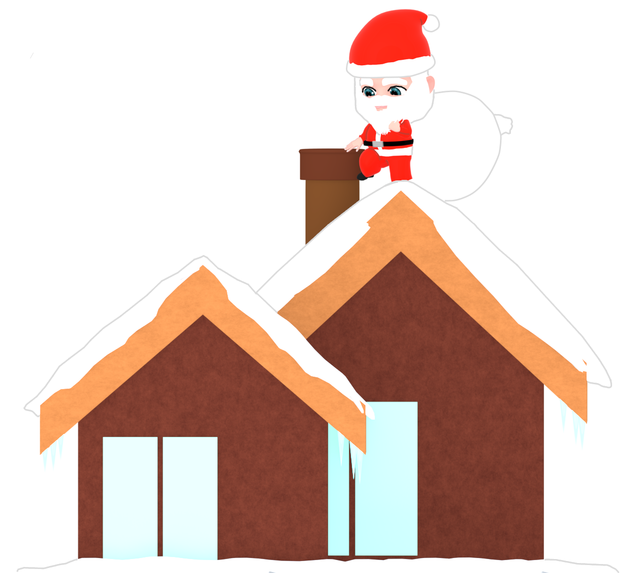 煙突に入るサンタクロースのイラスト