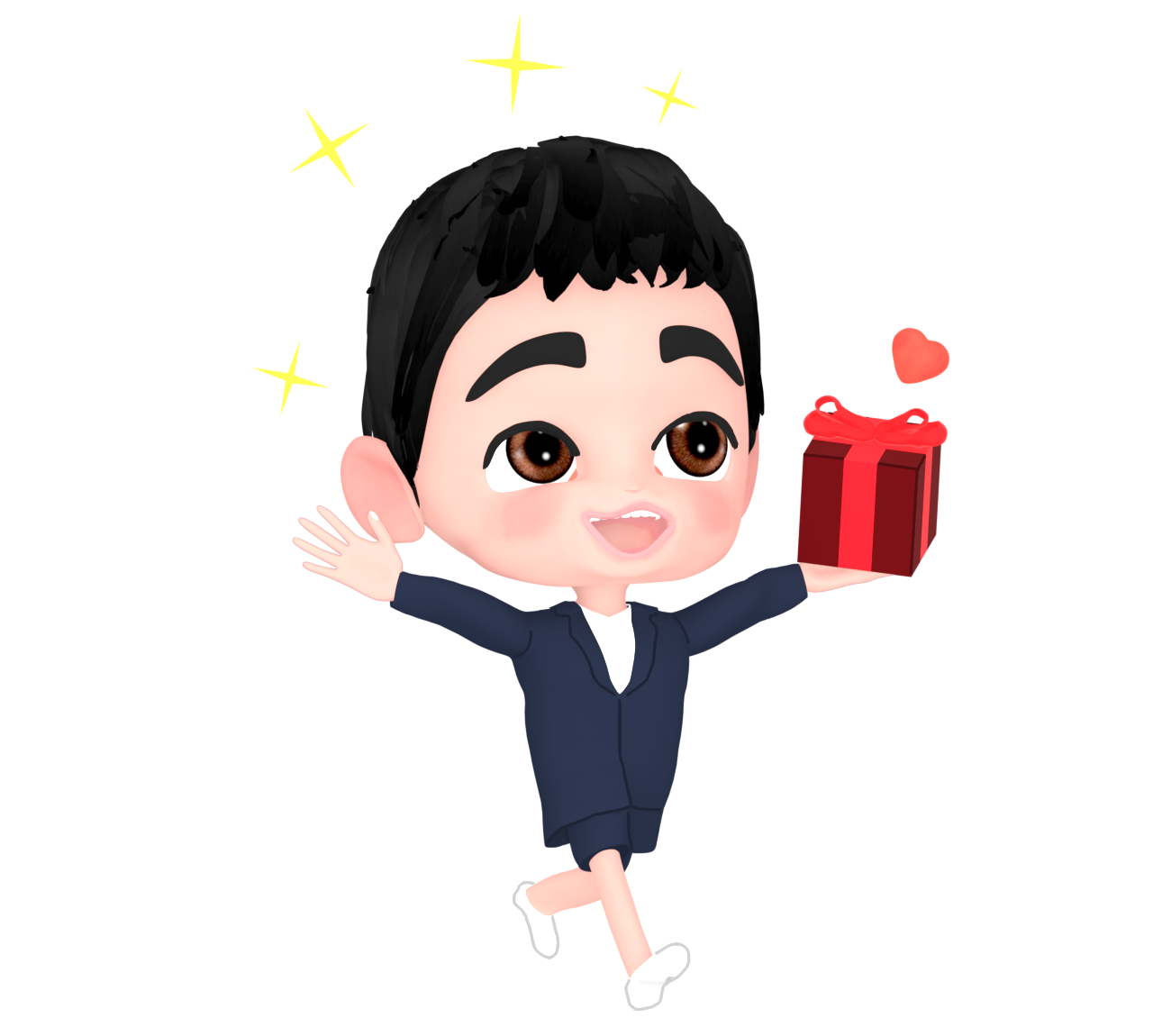 チョコを貰って喜ぶ男の子のイラスト