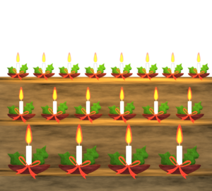 クリスマスキャンドルが並ぶイラスト