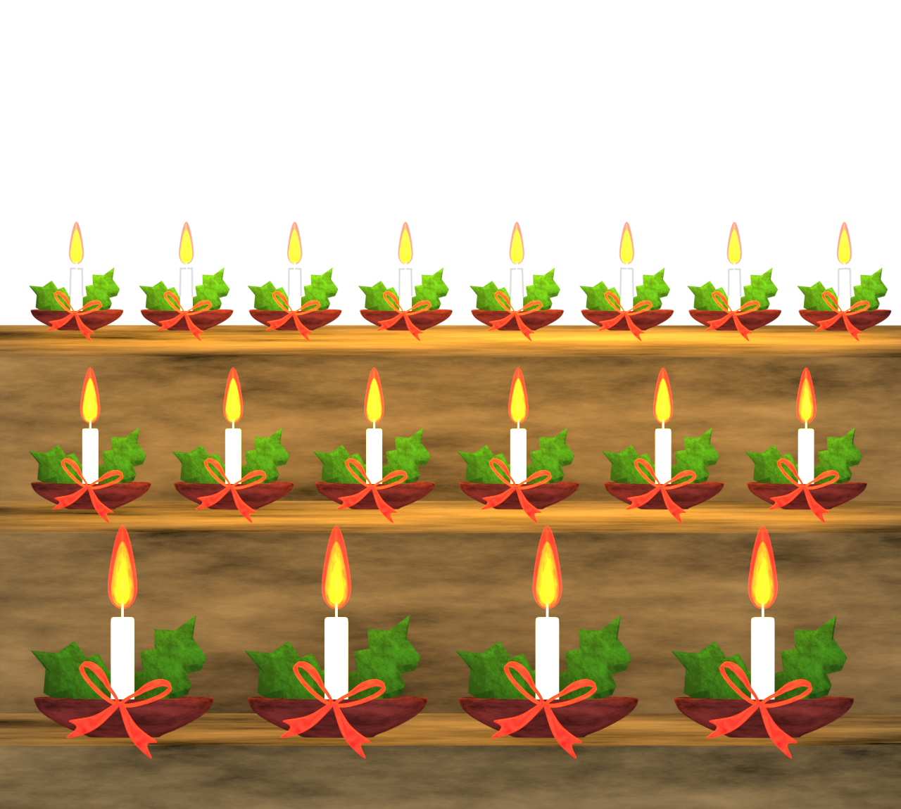 クリスマスキャンドルが並ぶイラスト