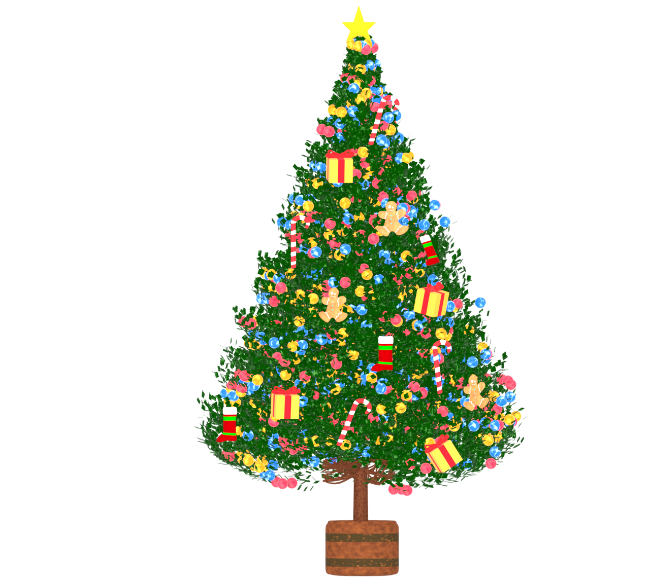 クリスマスを祝うツリーの飾りのイラスト