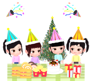 クリスマス会を開く女の子のイラスト