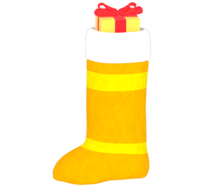 クリスマスプレゼントが入っている靴下のイラスト