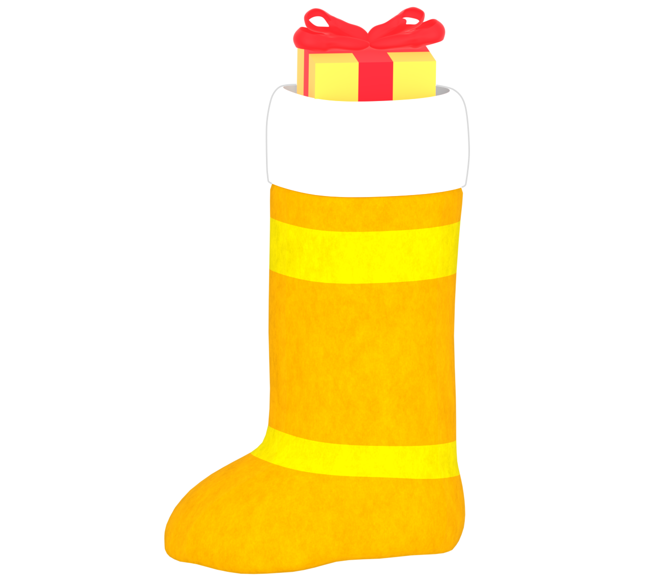 クリスマスプレゼントが入っている靴下のイラスト