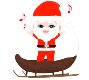 クリスマスを喜ぶサンタクロースのイラスト