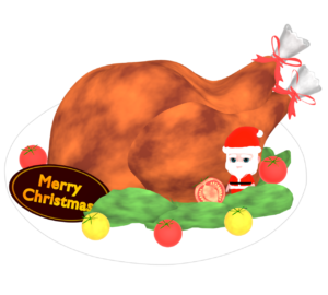 クリスマスのローストチキンのイラスト