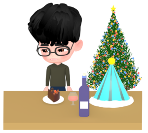 クリスマスに悲しい顔をした男性のイラスト