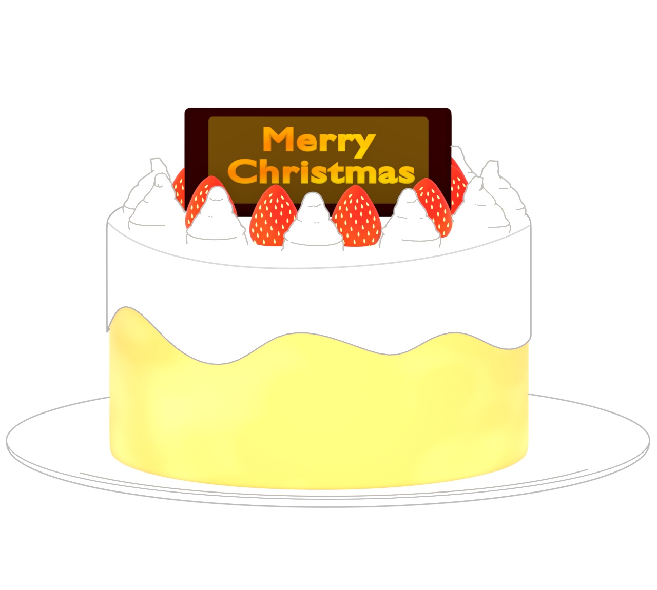 クリスマスのショートケーキのイラスト