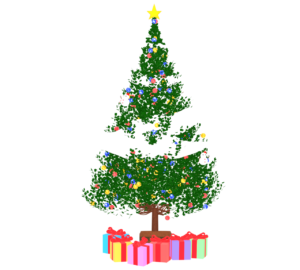 クリスマスツリーとプレゼントのイラスト