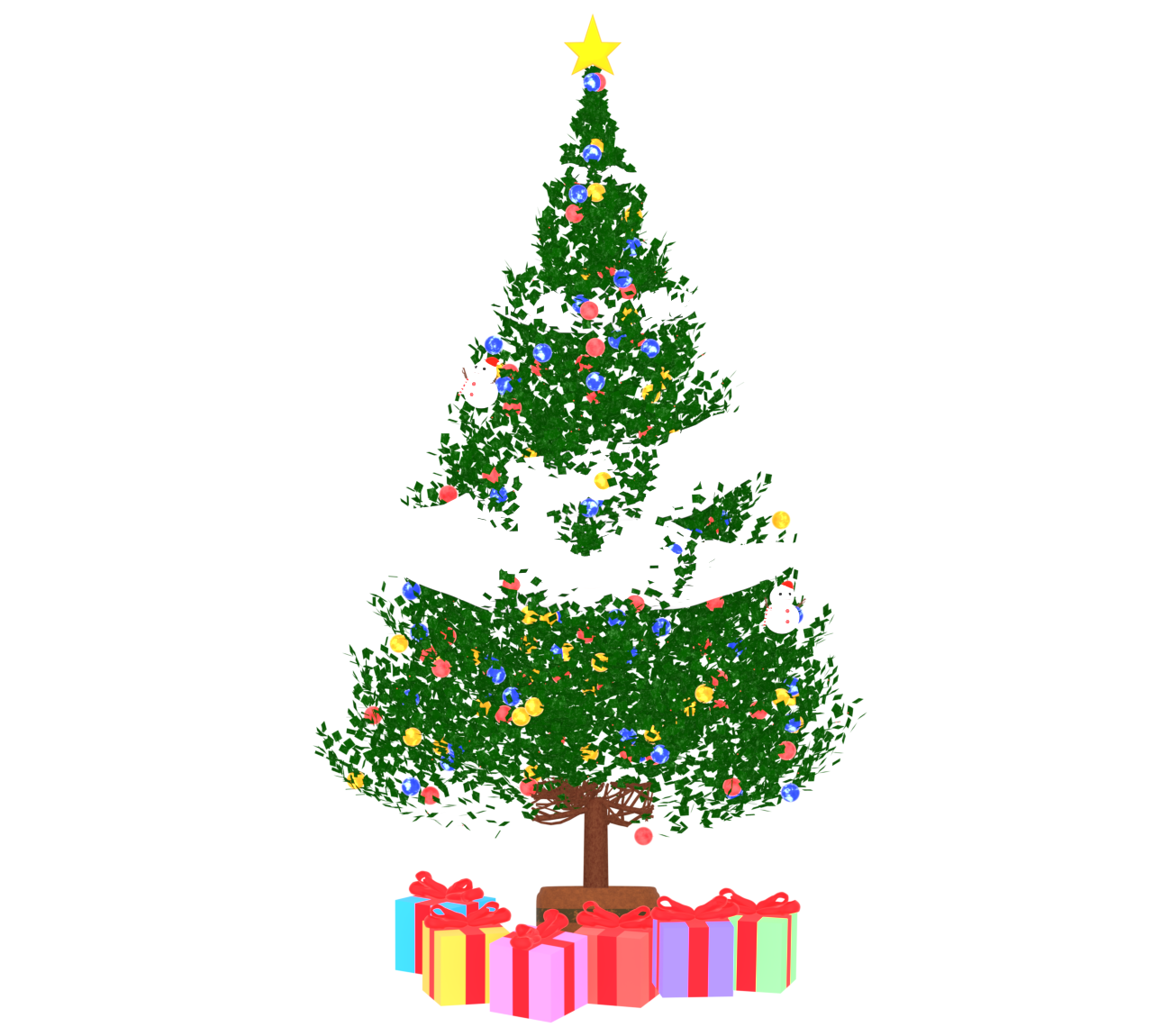 クリスマスツリーとプレゼントのイラスト