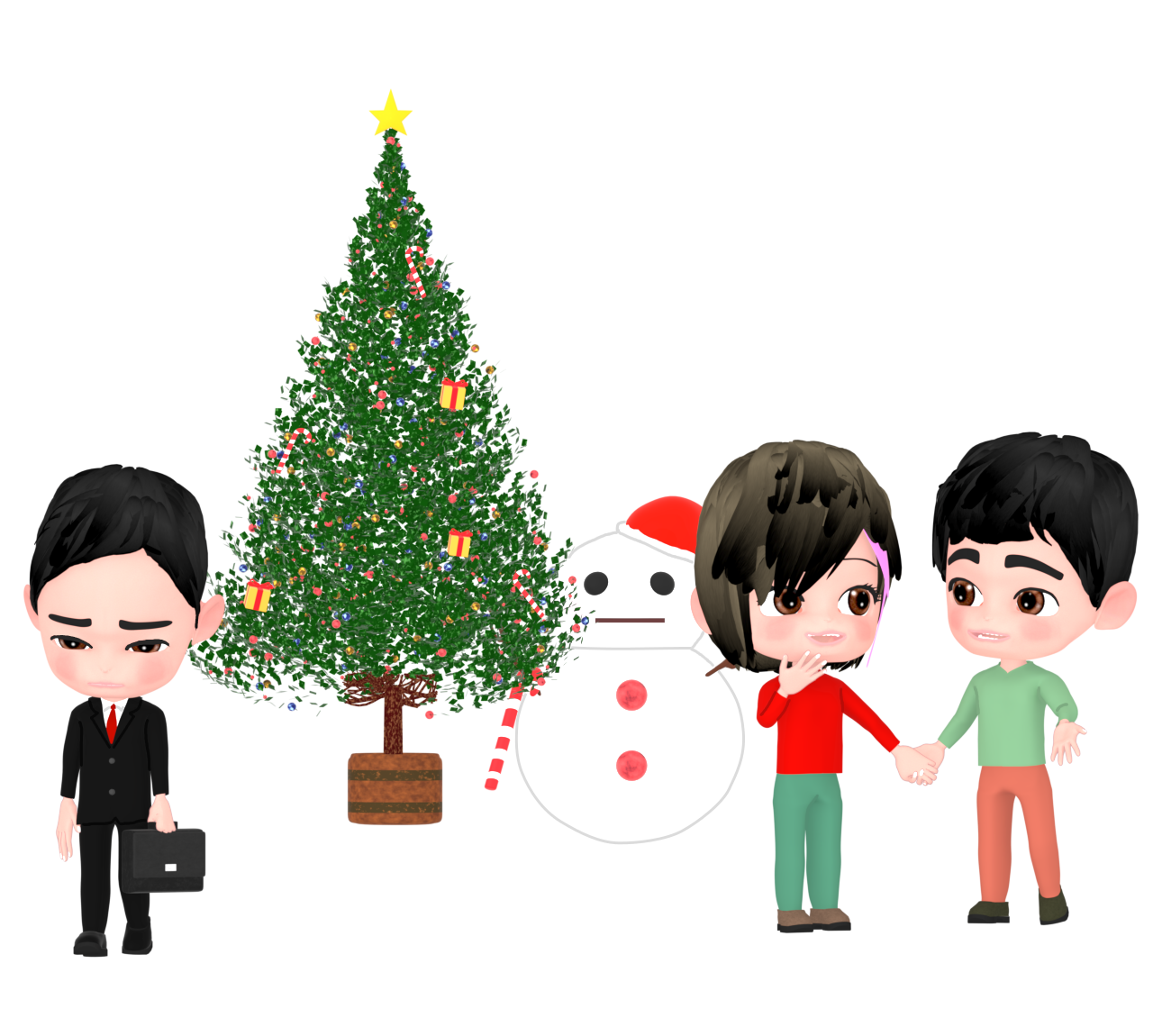 クリスマスに仕事をするサラリーマンのイラスト