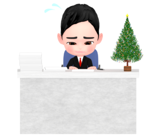 クリスマスに働く社会人のイラスト
