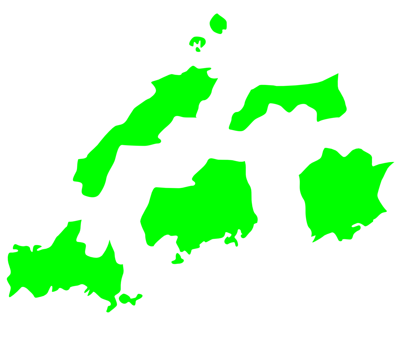 中部地方をバラした地図のイラスト