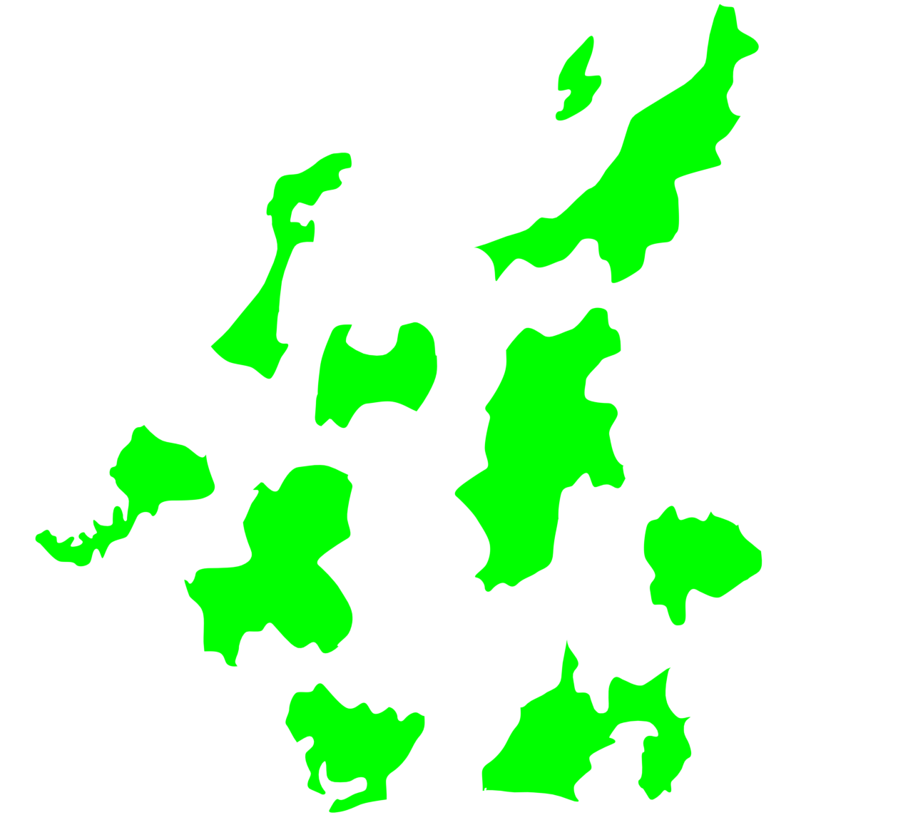 中国地方をバラした地図のイラスト
