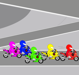 サーキットでバイクレースをするイラスト