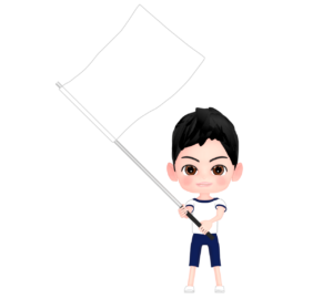 クラス旗を振る男子生徒のイラスト