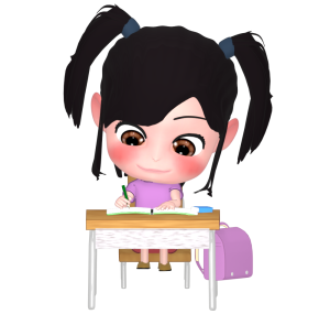教室で勉強をする女子児童のイラスト