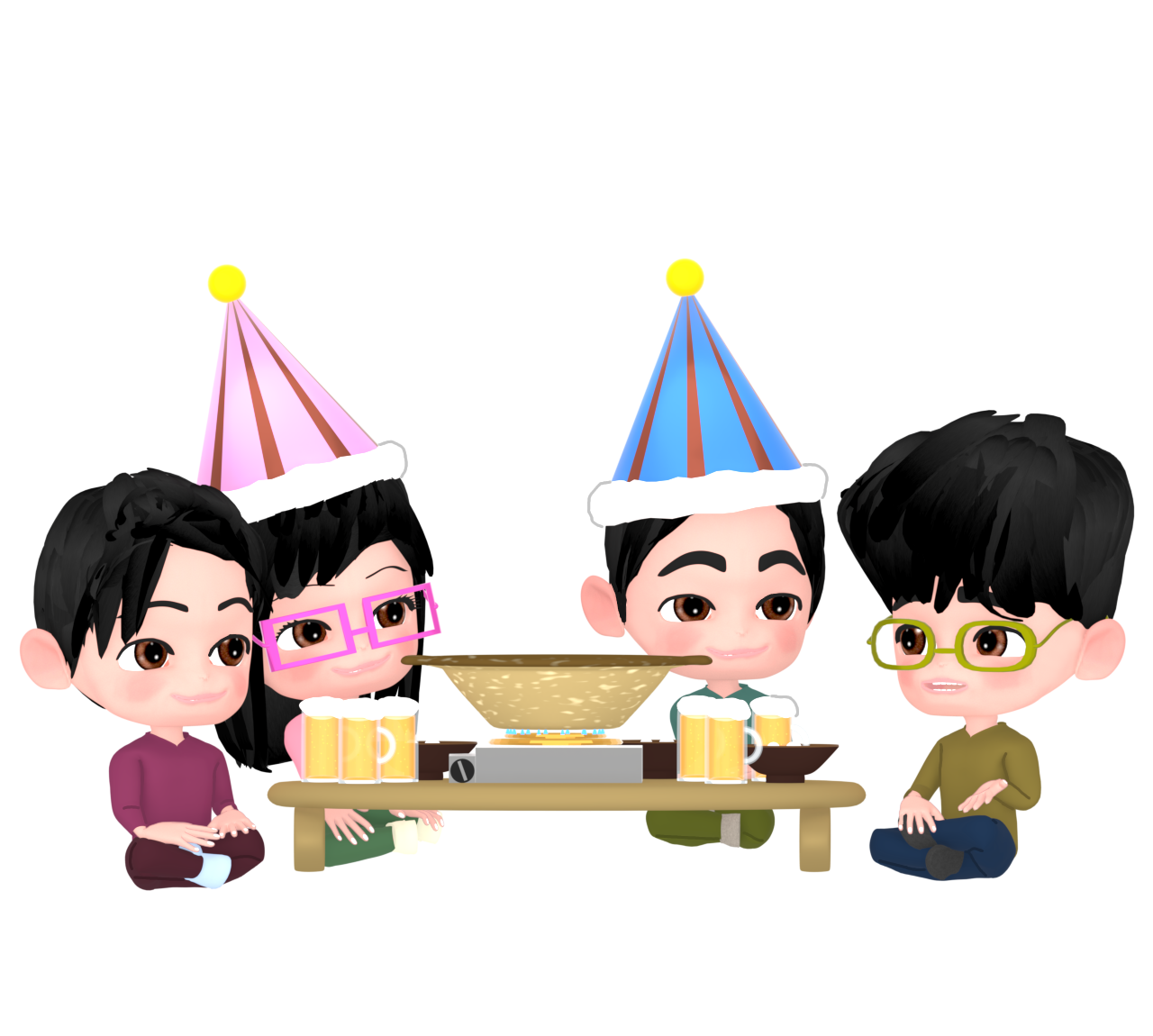 土鍋パーティーのイラスト