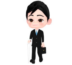 閉じた傘を持つビジネスマンのイラスト