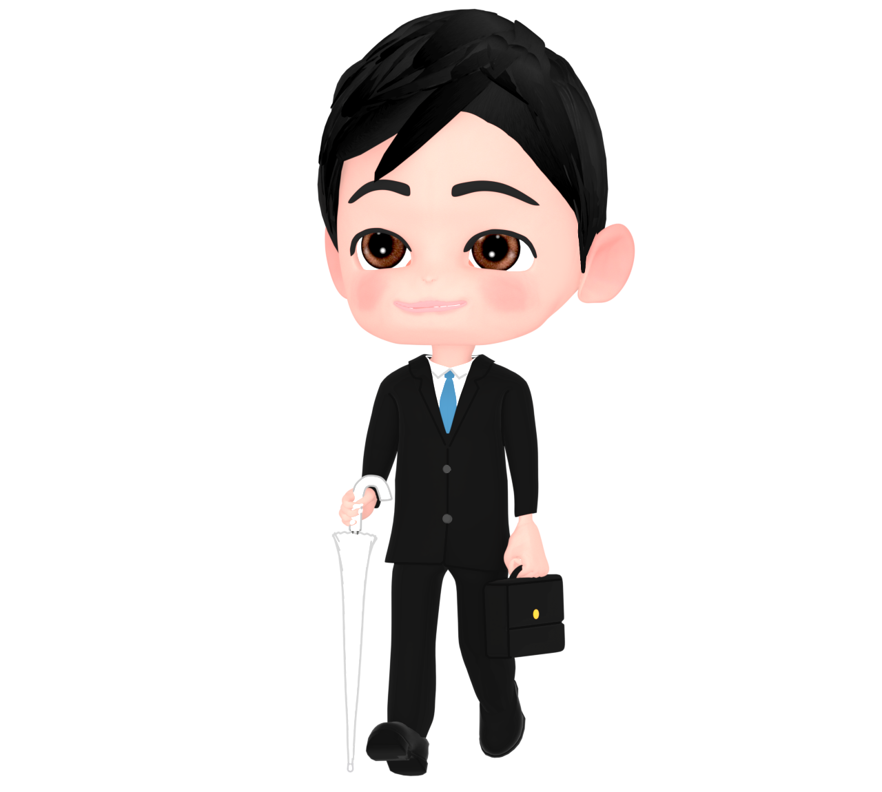 閉じた傘を持つビジネスマンのイラスト