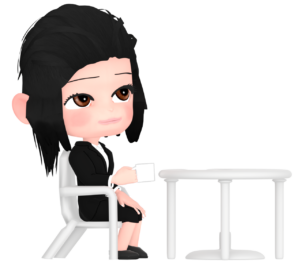 喫茶店で休憩をするキャリアウーマンのイラスト