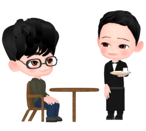 喫茶店のホールスタッフのイラスト