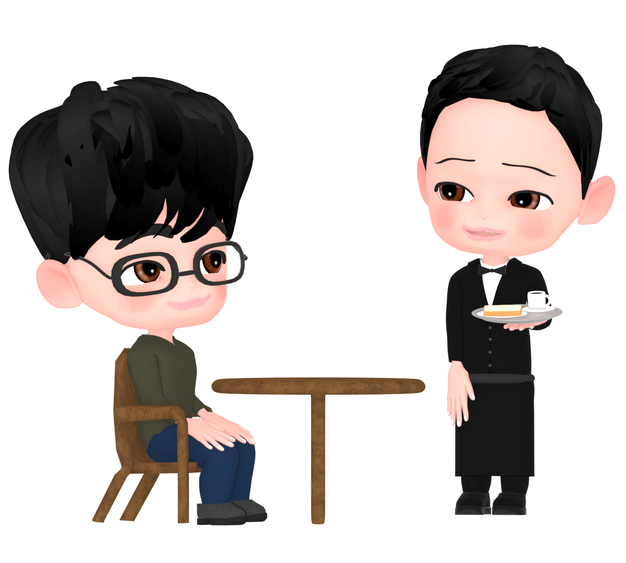 喫茶店のホールスタッフのイラスト