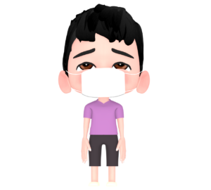 風邪をひく男の子のイラスト